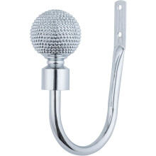 (Nickel, Holdbacks) A.Unique Home Beaded Ball Metal Extendable Curtain Pole with Rings and Fittings, In a Variety of Colours and Sizes