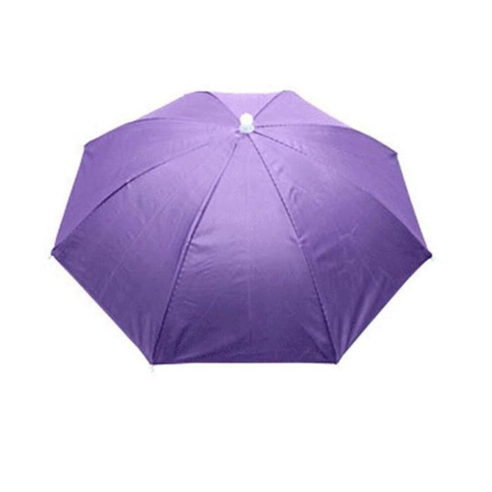 (purple, One Size) Foldable Hat Umbrellas Outdoor Unisex Sun Rain Cap Fishing Beach Camping Head Hats Camouflage Rainbow Headwear