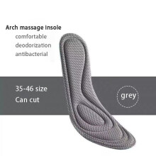 (grey, 41-42) 4D Memory Foam Orthopedic Insoles For Shoes Nano Antibacterial Deodorization Sweat Absorption Insert Sport Shoes Running Pads