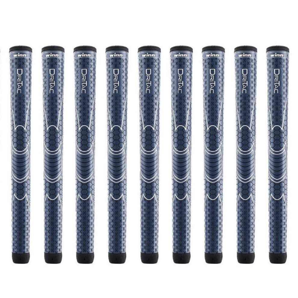 Vincere Winn Dri-Tac Midsize (+1/16") Navy Blue - 9 Piece Golf Grip Bundle
