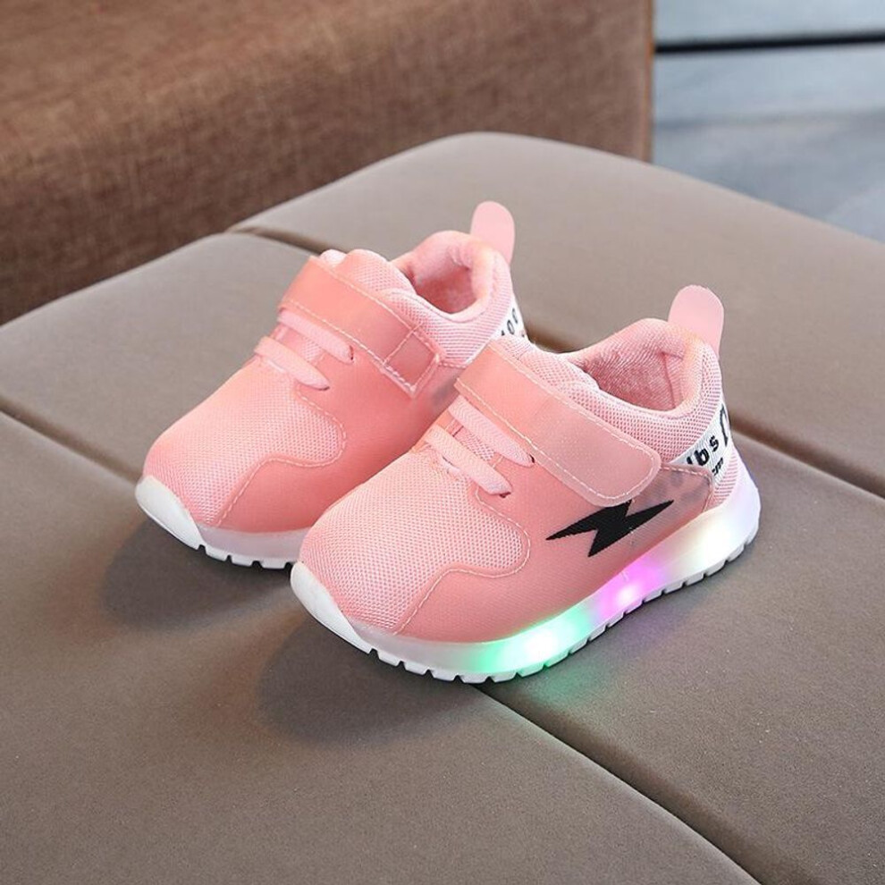 (pink, 25) Fashion Children's Shoes LED Mesh Light Boys Breathable Casual Sneakers Girls Flash Shoes Boys Breathable Casual Shoes
