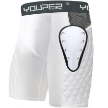 Youper vuxen elitkomprimering vadderade skjutshorts med mjuk atletisk kopp fr baseballfotboll (vitt medium)
