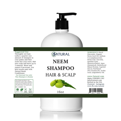 Zatural - Naked Neem - Σαμπουάν Neem, Φυσικό Καταπραϋντικό Σαμπουάν Κεφαλής (16oz) 1