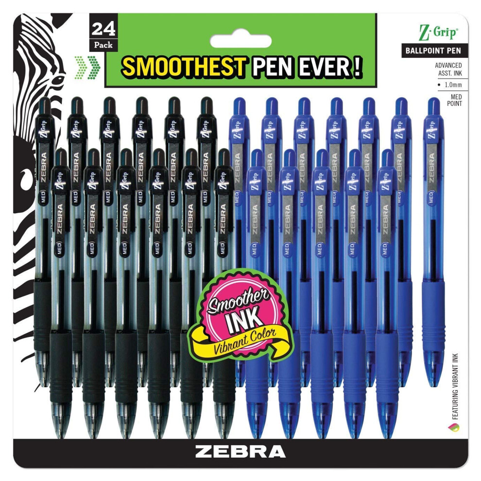 ZEBRA bulk pack of 24 ink pens Z-Grip Retractable ballpoint pens Me