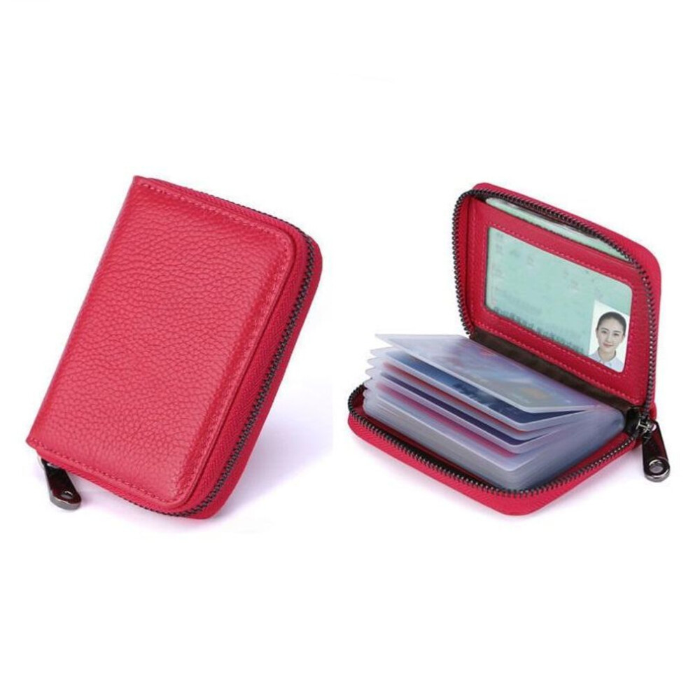 (rose) 20 Card Slot Cards Holders PU Business Bank Credit Bus ID Card Holder Cover Coin Pouch Men Women Wallets Bag Organizer