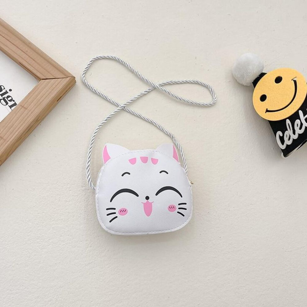 (white) New Cartoon Children Messenger Bag Cute Cat Children Fashion Coin Purses and Handbags Cute Boy Girl Mini Shoulder Bag