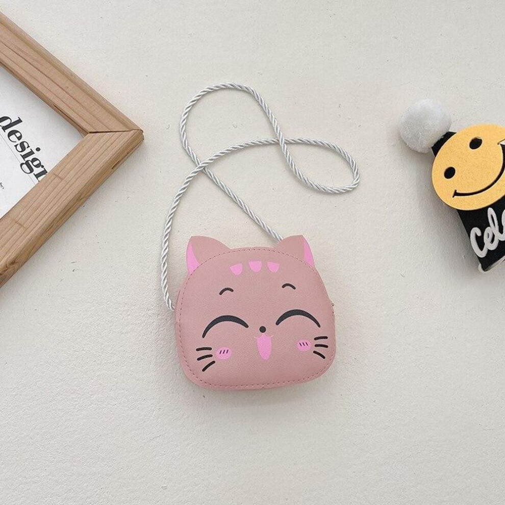(pink) New Cartoon Children Messenger Bag Cute Cat Children Fashion Coin Purses And Handbags Cute Boy Girl Mini Shoulder Bag
