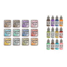 Distress Oxide Ink Pad e Reinker Bundle Tutti i 12 colori - Confezione da 24
