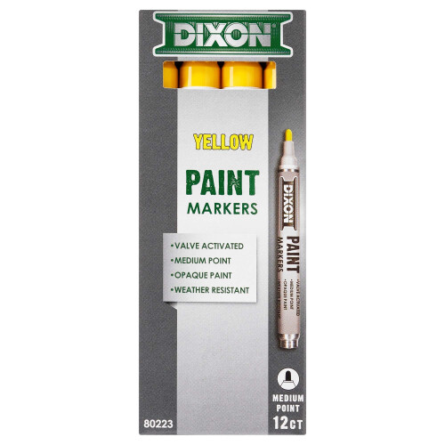 Dixon Farbmarker, mittlere Spitze, 12er Box, Gelb (80223) 2