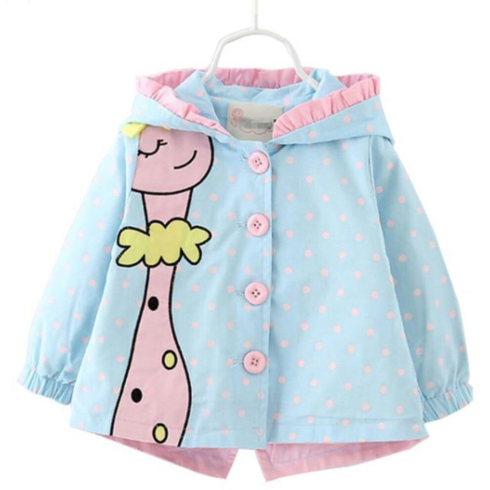 (blue, 90) 1 2 3yrs Kids Girls Windbreaker Cute Spring Baby Girl Jackets Autumn Cartoon Dots Hooded Coats Girl Outerwear Kids Clothes