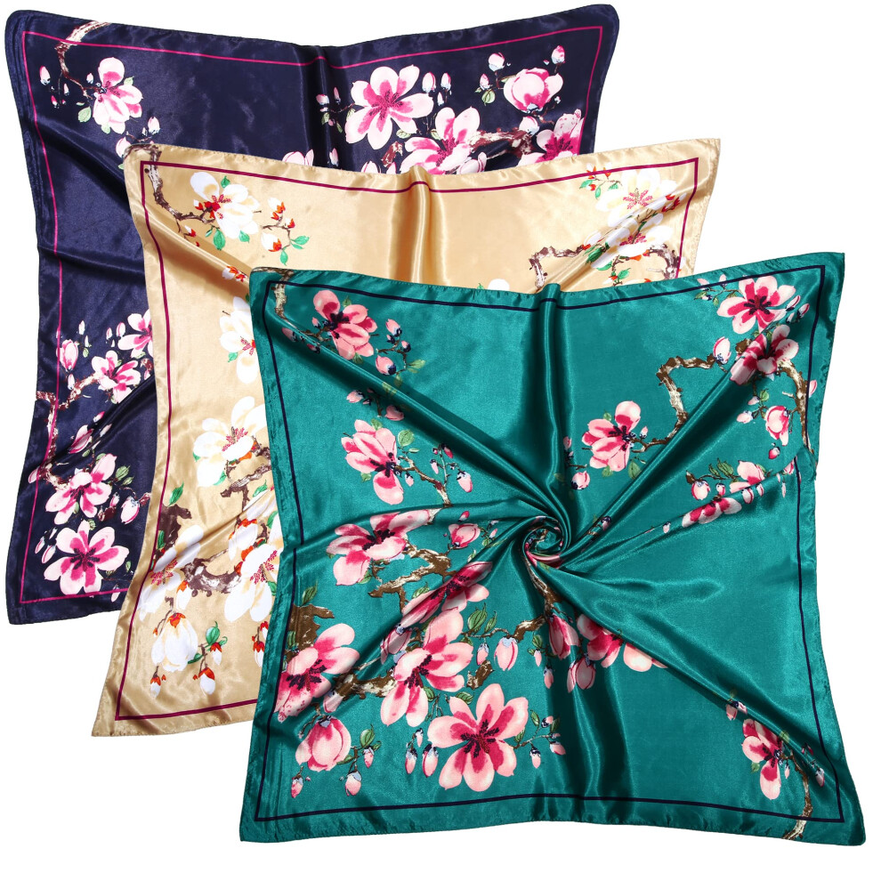 Foulard en soie DOOBO - 3 pi?ces 35 pouces Foulard en satin de polyester pour femme
