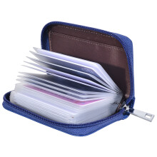 Easyoulife Genuine Leather Credit Card Holder Zipper Wallet With 26 Ca
