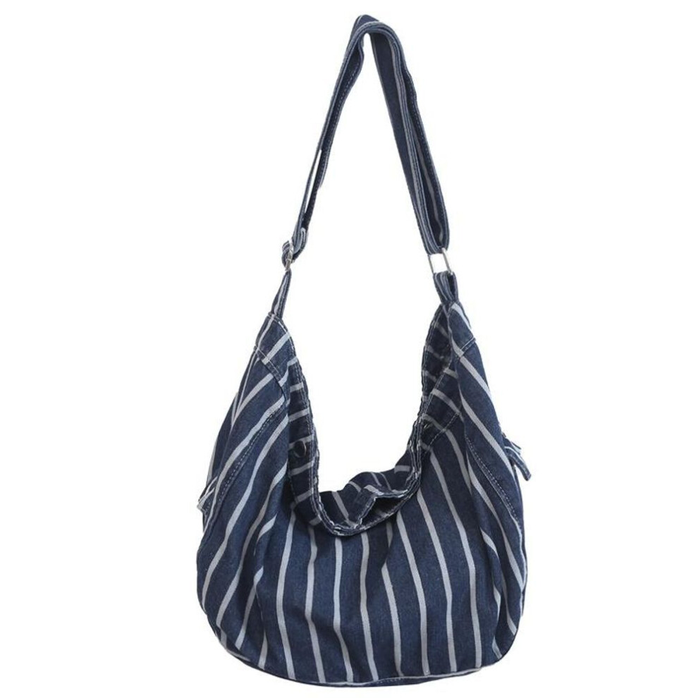 (dark blue) Chic Style Big Shoulder Tote Bags For Women 2024 Luxury Designer Handbags Denim Fabric Pure Color Large Capacity Shoppers