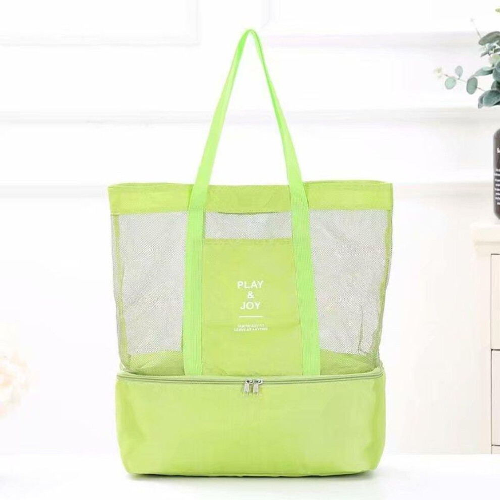 (green) Portable Insulated Cooler Food Bag For Beach Camping Picnic Mesh Bags Cooler Tote Waterproof Bags