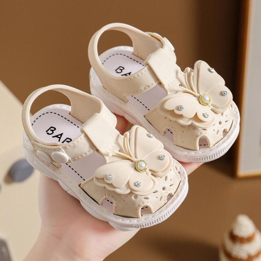 (beige, 24) Toddler Kid Baby Girl Princess Sandals Baby Shoes Soft Soled Walking Shoes Girls Small Bows Decorative Children&apos;s Shoes