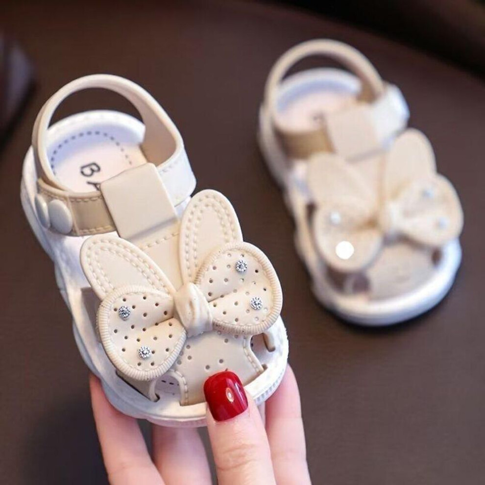 (beige, 18) Girls Sandals Flowers Bow Knot Sweet Soft Children&apos;s Beach Shoes Kids Summer Bow Knot Sandals Princess Fashion Cute High Quality