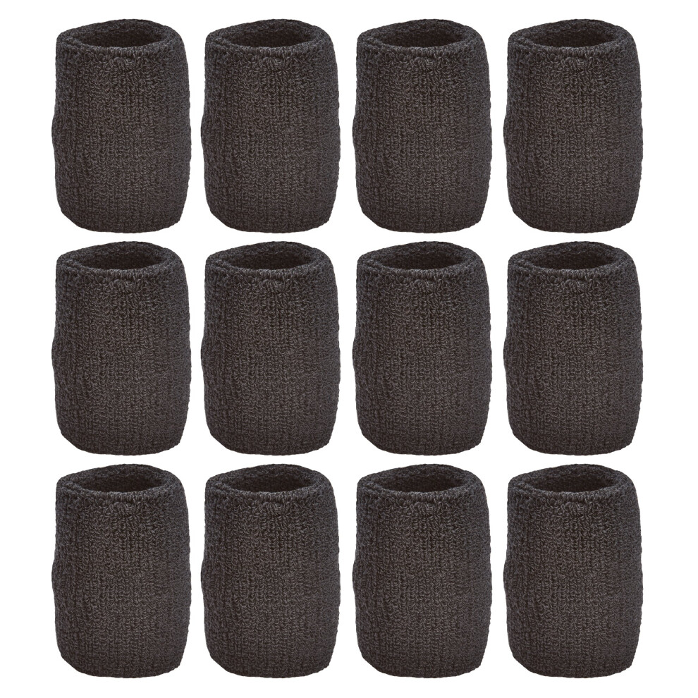 Unique Sports Wristbands/Sweatbands Pack of 12 (6 Pair) Black-image-OPC-P9P9TW2-NEW