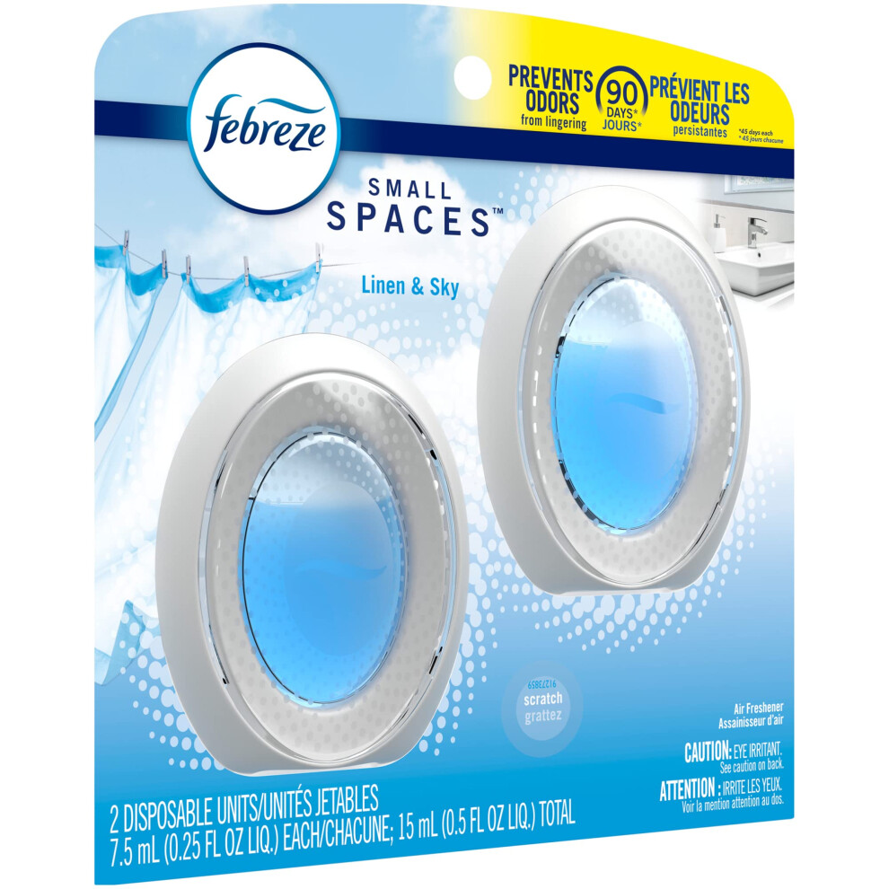 Febreze Small Spaces Air Freshener  Linen & Sky  Odor Eliminator for Strong Odors (2 Count)
