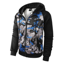 COOKFIP - Sudadera con capucha y cremallera para hombre, de polar, con bloques de color, para gimnasio, con cremallera, manga larga y bolsillo (c