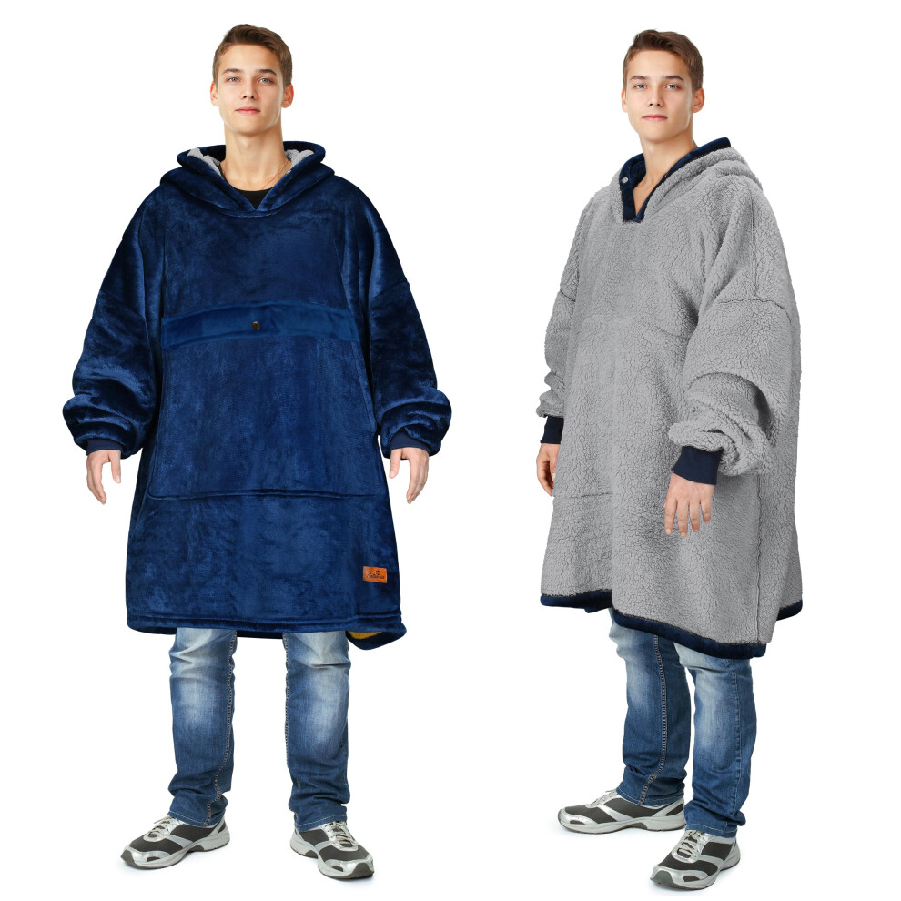 Catalonia Oversized Wearable Blanket Hoodie Sweatshirt  Comfortable Sherpa Lounging Pullover for Adults Men Women Teenagers Wife Girlfriend