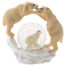 Elanze Designs weie Eisbrenfamilie, magische, skurrile Tischkommode, Nachttisch-Figur, Miniatur, 45 mm, robuste Polyresin-Glitzer-Wasser-Schneekuge