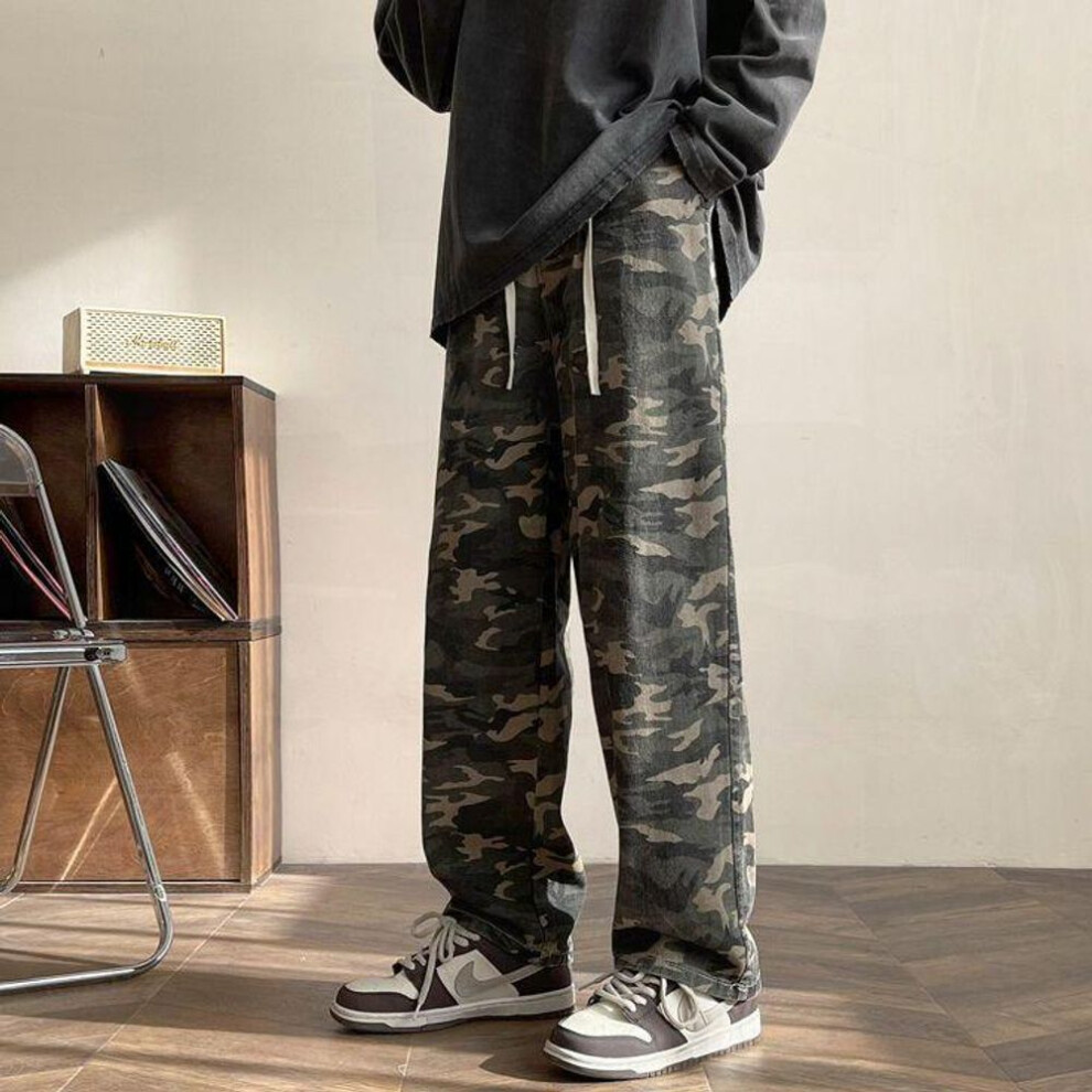(camouflage green, XL) Mens Pants Camouflage New Harem Joggers Men Cargo Pants Hip Hop Casual Pockets Sweatpants Male Oversized Trousers Men Pants