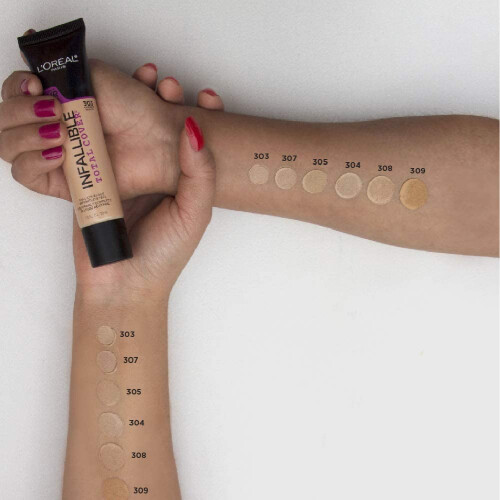 L'Oreal Paris Infallible Total Cover Foundation, Φυσικό Μπεζ, 1 fl; oz. 2