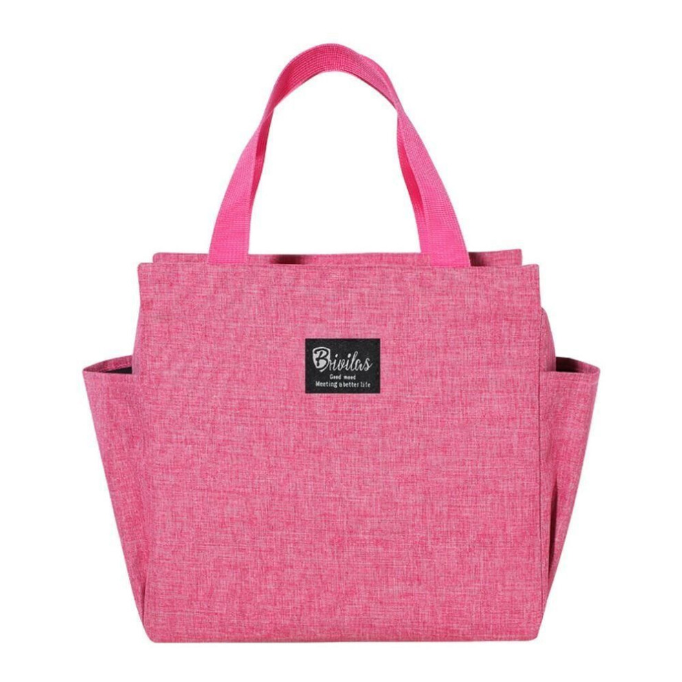 (pink) Large Capacity Portable Zipper Waterproof Cooler Bag Picnic Food Bag Thermal Lunch Bags Lunch Box