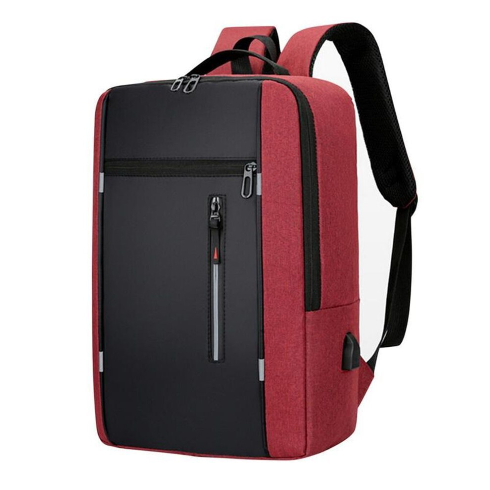(red) New Men Backpack Usb School Backpacks 15.6 Inch Business Laptop Backpack Large Capacity Bag For Men Waterproof Back Pack Bags