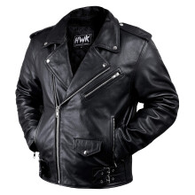 HWK Brando Leder-Motorradjacke fr Herren, echte schwarze Lederjacke mit abnehmbarer CE-Rstung und Mikro-Polyester-Thermofutter fr wetter- und wass