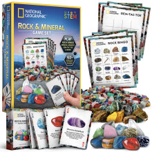 National Geographic Rock Bingo Game - Spela Mineral Memory Gemstone Trivia & Card Games Collection inkluderar ver 150 stenar och mineraler Amazo