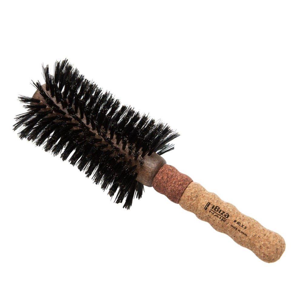 Ibiza Hair Professional Boar Hair Concave Barrel Brush (RLX5 80Mm) Con Setole Rinforzate E Manico In Sughero Che Si Adatta Alla Forma Della Testa
