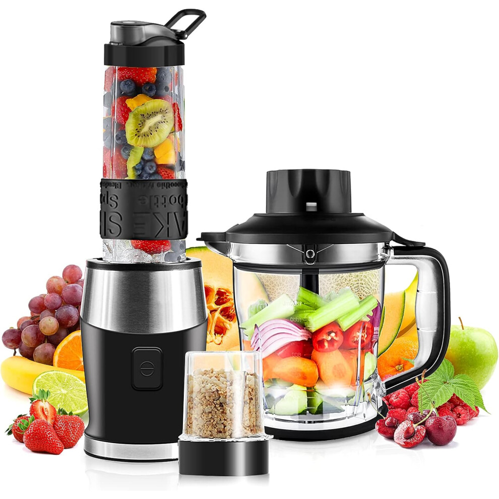 700W Blender, Portable Food Chopper and Grinder, 570ml BPA Free Bottle, 300ml Grinder Cup, 1200ml Jug, Processor Blenders for Kitchen (TB18SM)