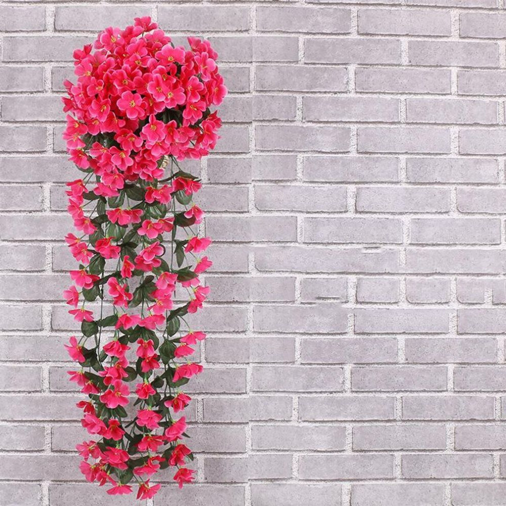 (rose red) Violet Artificial Leaf Garland Vine Fake Flower Wall Hanging Orchid Flower Wedding Party Home Decor