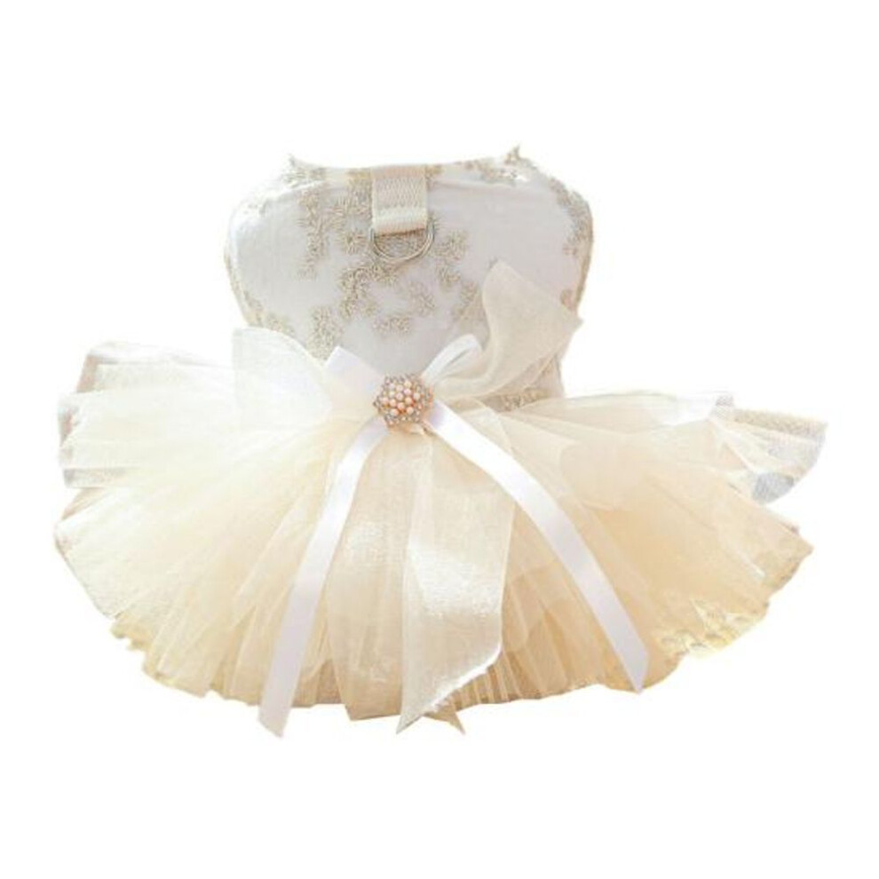 (yellow, S) Puppy Dress Fashionable Exquisite Hemming Embroidery Princess Dog Wedding Dress Dog Cat Dress Up Supplies