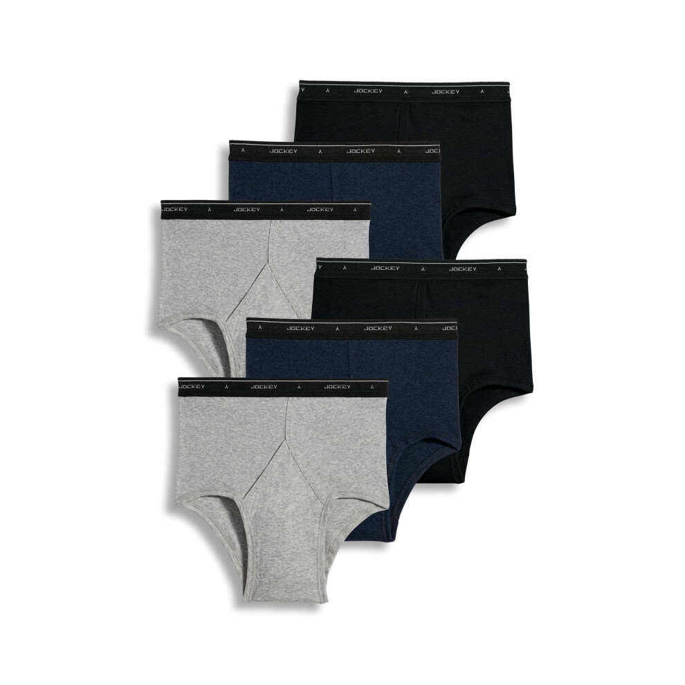 Sous-v?tements pour hommes Jockey Classic Full Rise Brief - Lot de 6, Cinder Heather/Denim Heather/Black, 32