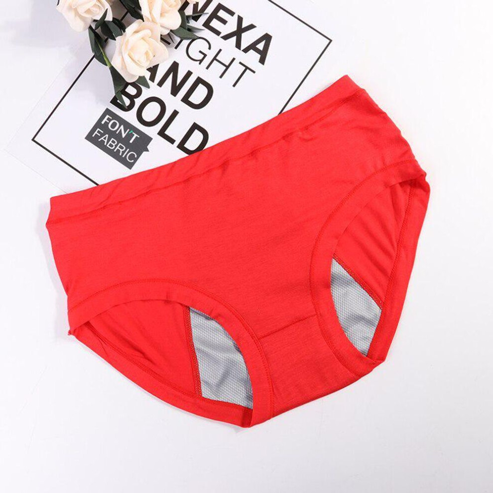 (red, XL) Leak Proof Menstrual Period Panties Women Underwear Physiological Pants Cotton Health Waist Warm