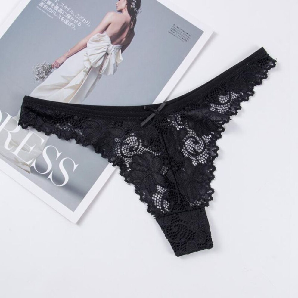 (black, L) Floral Panties G -String Brief Women&apos;s Low Waist Underpants Thong Intimates Sleepwear Lingerie Underwear Tangas Calcinhas Bragas