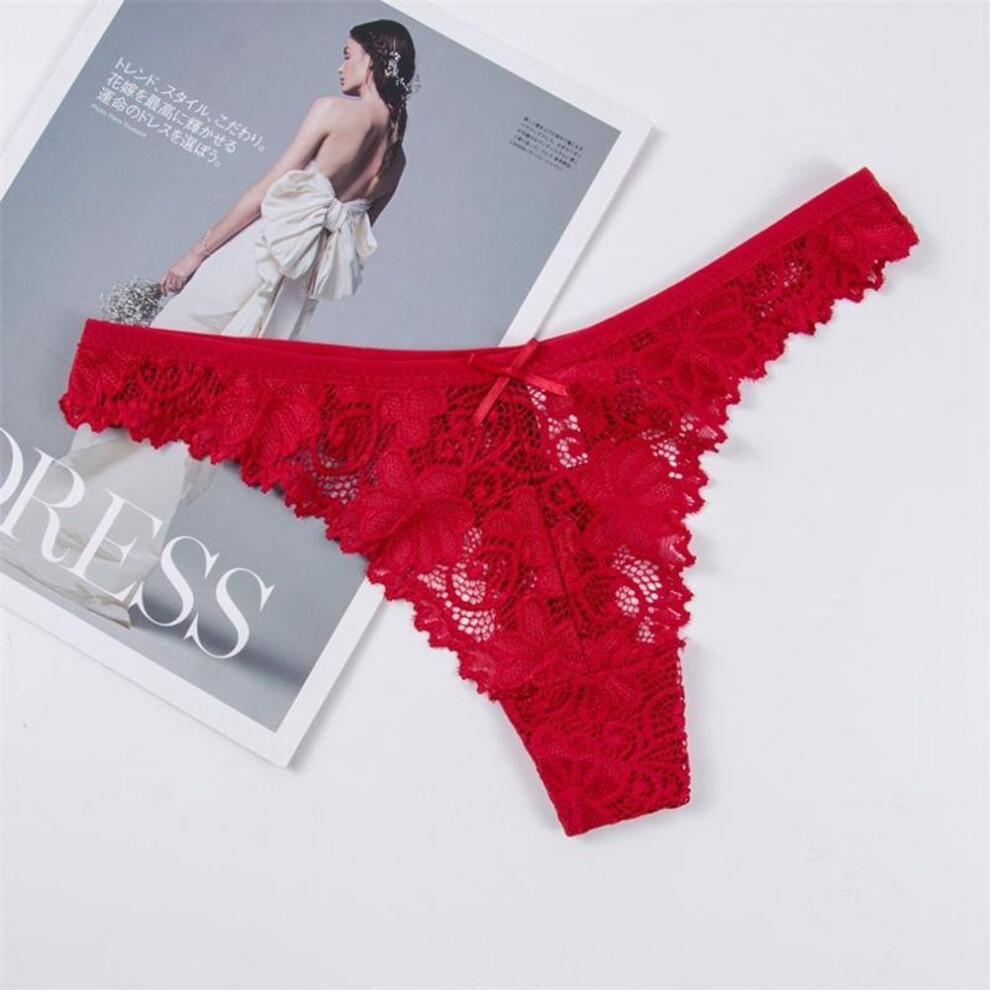 (red, M) Floral Panties G -String Brief Women&apos;s Low Waist Underpants Thong Intimates Sleepwear Lingerie Underwear Tangas Calcinhas Bragas