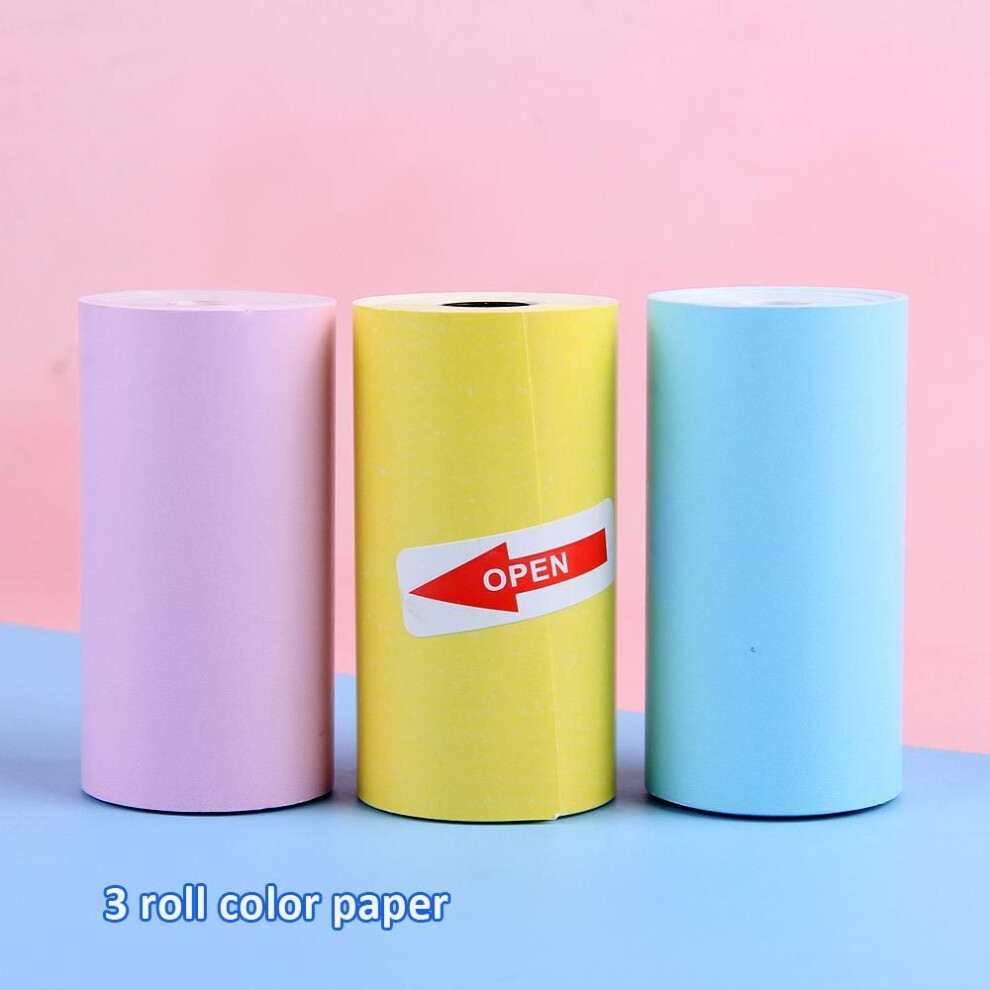 (3 roll color) 57*25mm 3/5/9/10 Rolls White/colorful/adhesive/label Portable Sticker Paper For Mini Bluetooth Pocket Thermal Printer.