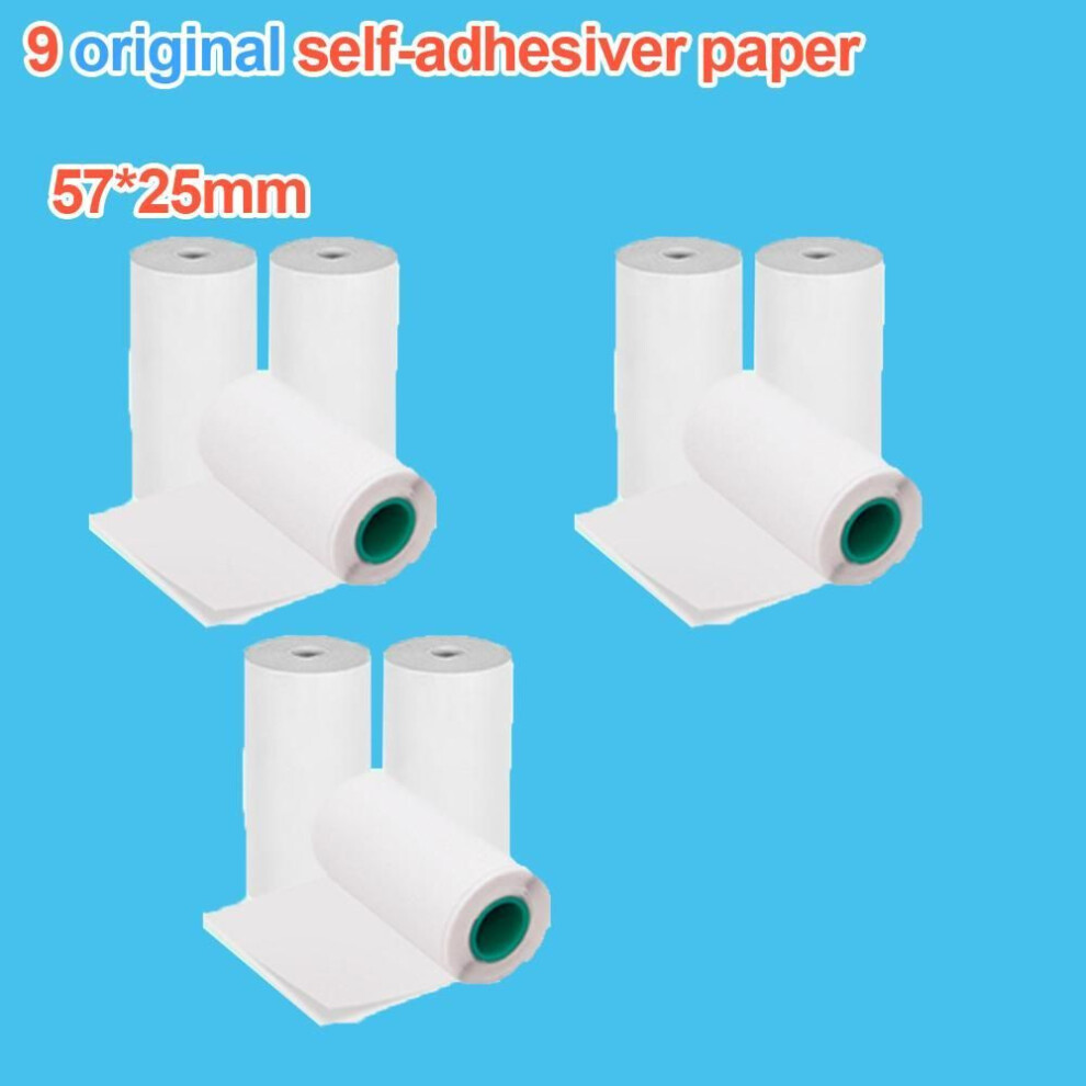 (9 roll sticker) 57*25mm 3/5/9/10 Rolls White/colorful/adhesive/label Portable Sticker Paper For Mini Bluetooth Pocket Thermal Printer.