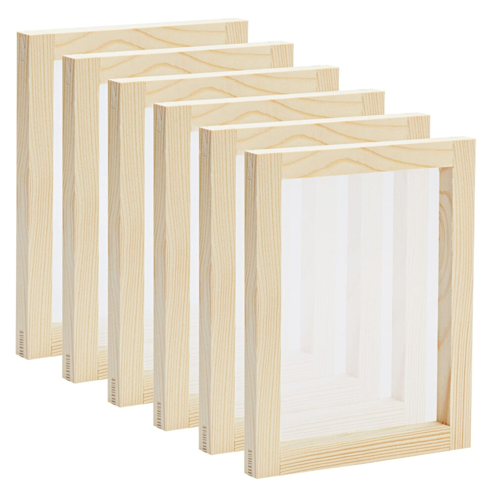 6 Pack Wood Silk Screen Printing Frame Kit for Beginners and Kids  110 White Mesh (6x8 in)