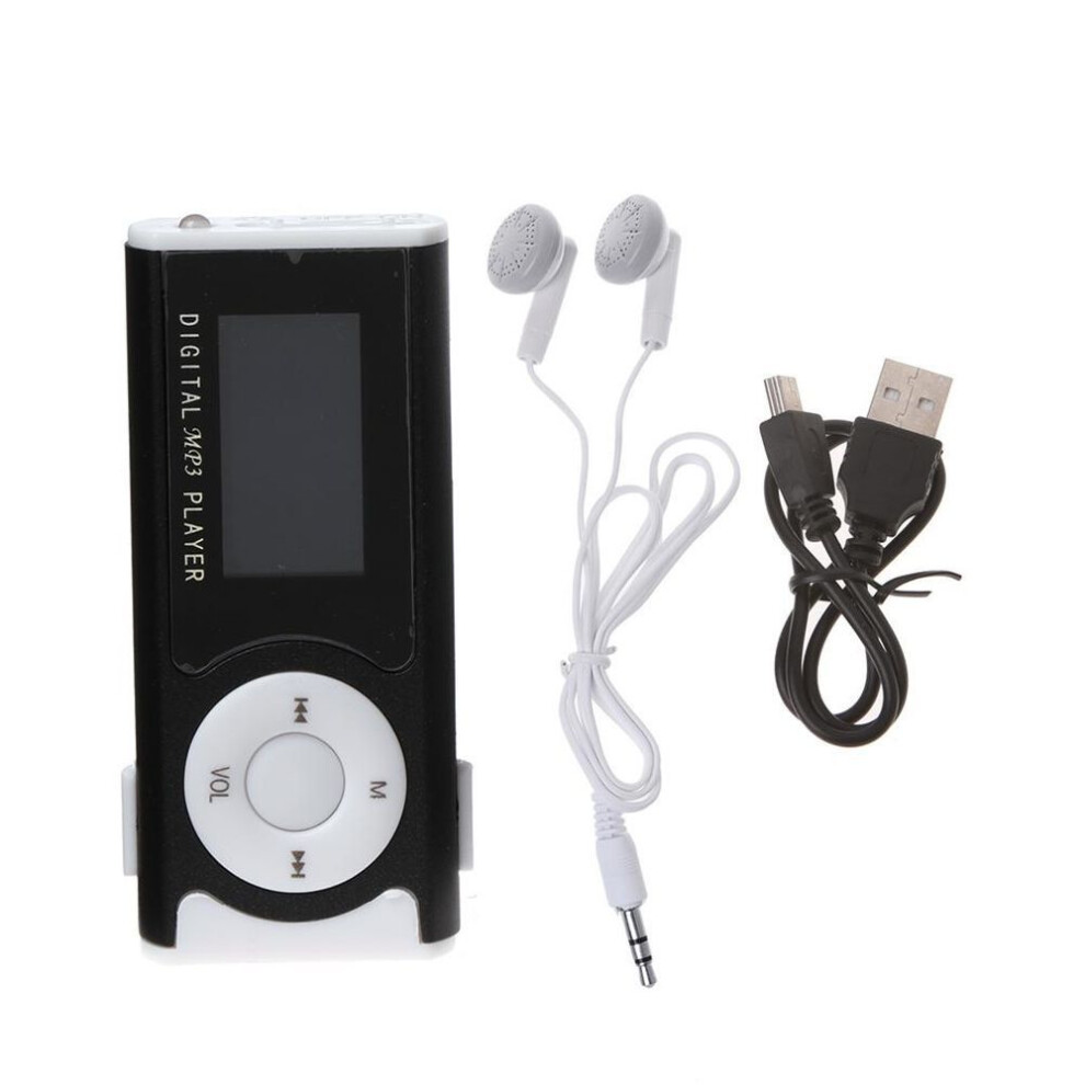 (black) Mini Usb Aluminum Lcd Screen 32gb Micro Sd Tf Card Clip Design Digital Music Mp3 Player