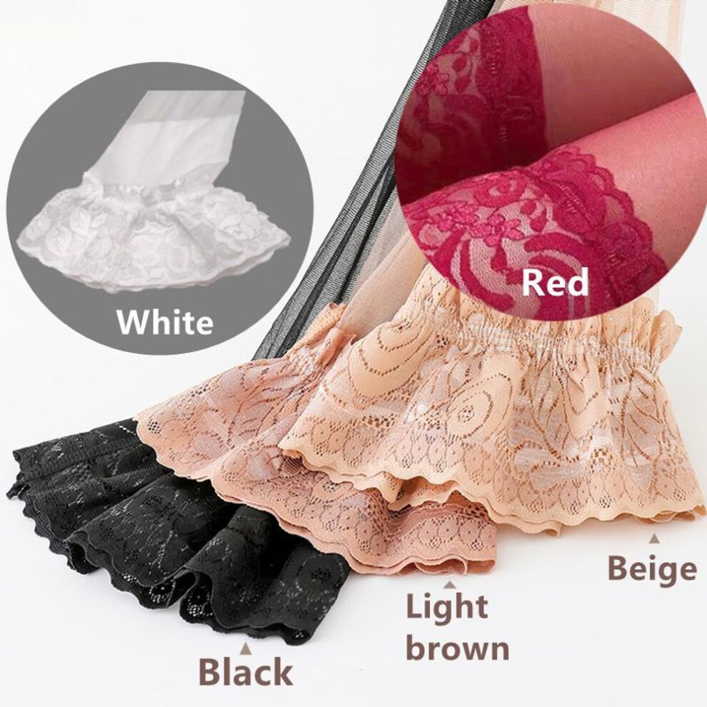 (light brown) Plus Size Lace Thigh High Stockings Sheer Extra Large Size Lace Stockings For Women