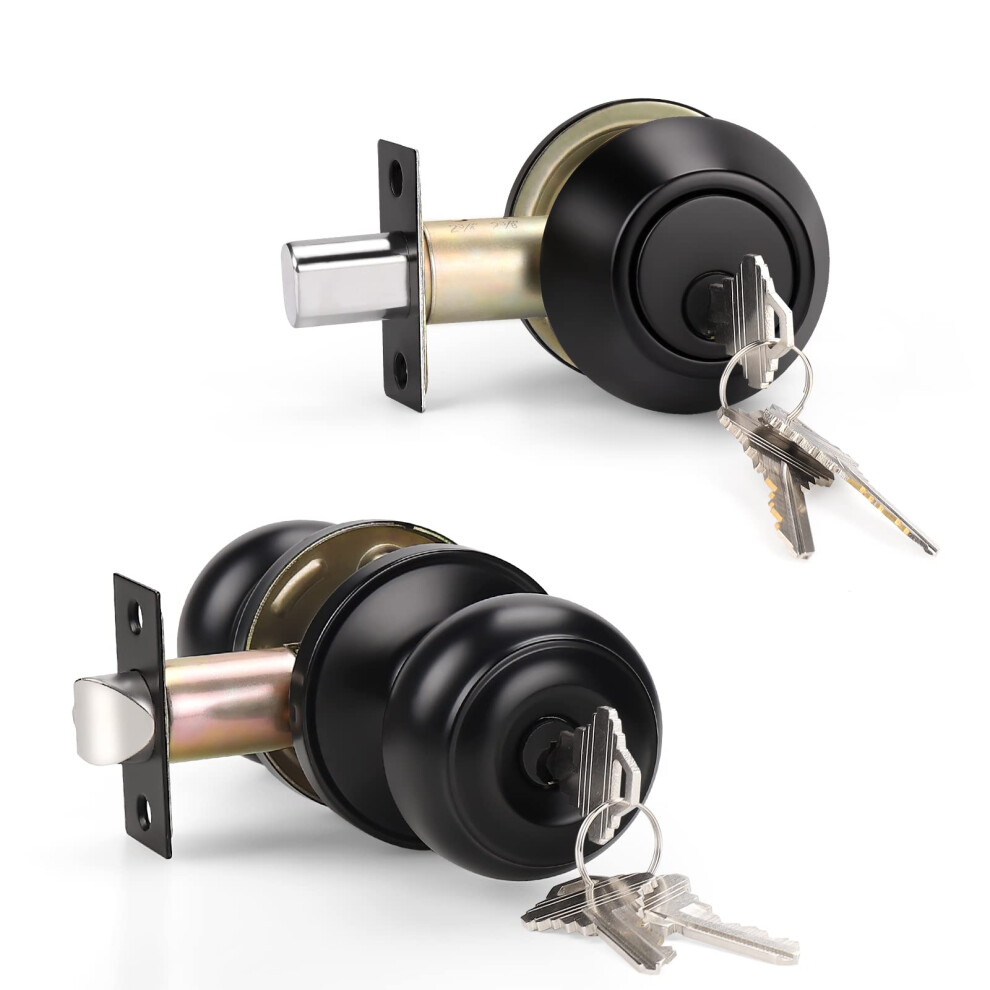 Knobwell 1 Confezione Di Pomello Per Porta D'ingresso E Set Combinato Di Catenaccio A Cilindro Singolo-image