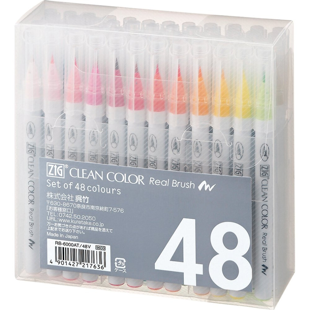 Kuretake ZIG CLEAN COLOR Real Brush 48 Colors set  AP-Certified  Flexi