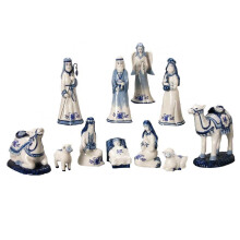Kurt Adler 1,97-Inch x 6,7-Inch Porselein Delfts Blauw 11-Delige Kerststal