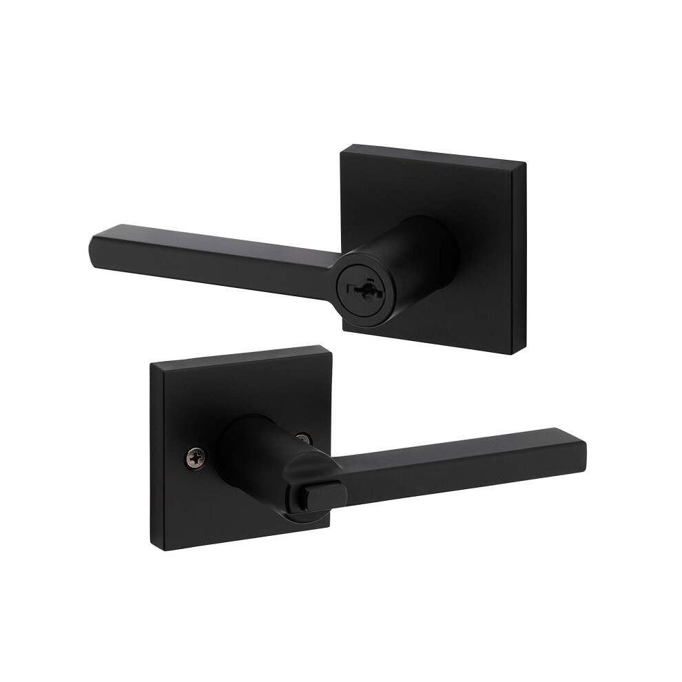 Kwikset 91560029 Halifax Slim Square Schl?Ssel-Eingangshebel Mit Smartkey, Eisen, Schwarz-image