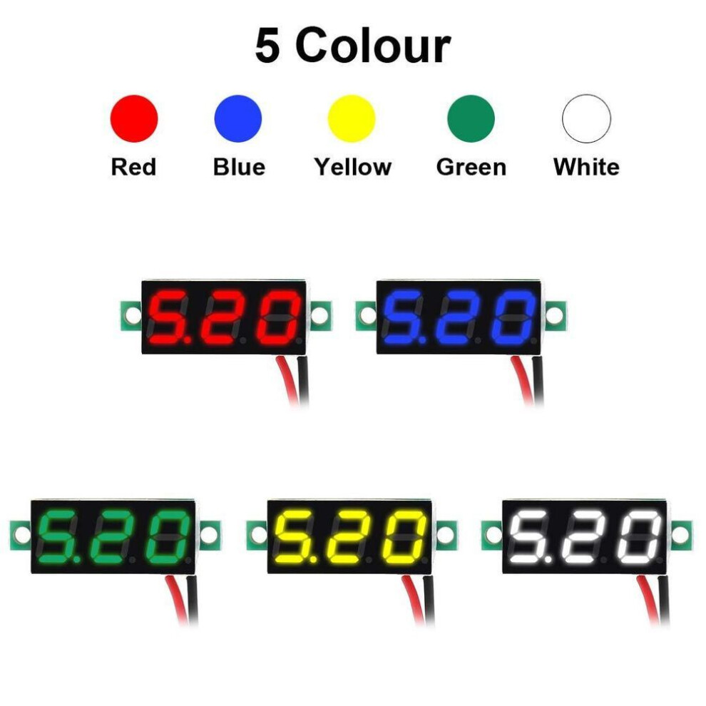 (blue, 1pc) 1/2/5pcs Two-wire Voltage Tester, 2.5v-30v Mini Digital Dc Voltmeter With 0.28 Inch Led Display Display Voltage Tester Dc Meter