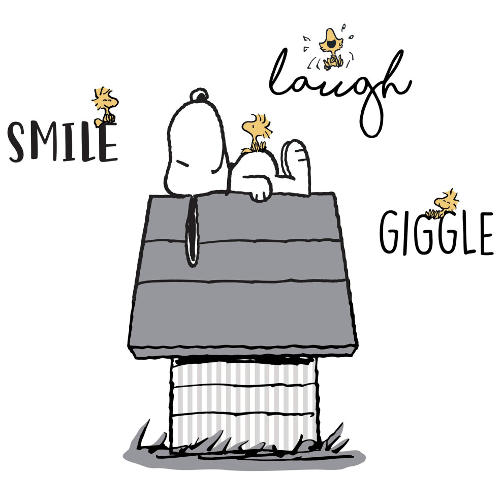 Lambs & Ivy Classic Snoopy with Woodstock & Dog House Black/Gray Wall Decals
